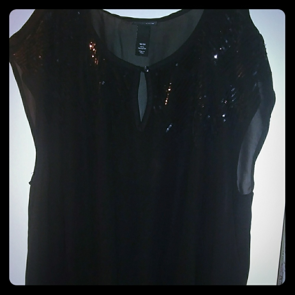 Sheer sequined blouse with bottom band